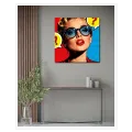 Πορτραίτο Γυναίκας Ρετρό Pop Art Κόκκινο Μπλε
