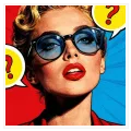 Πορτραίτο Γυναίκας Ρετρό Pop Art Κόκκινο Μπλε