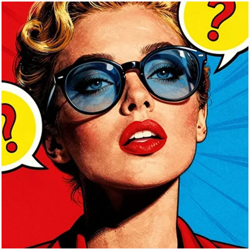 Πορτραίτο Γυναίκας Ρετρό Pop Art Κόκκινο Μπλε