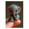 Tiny Elephant Cute Sweet Portrait Grey Pink
