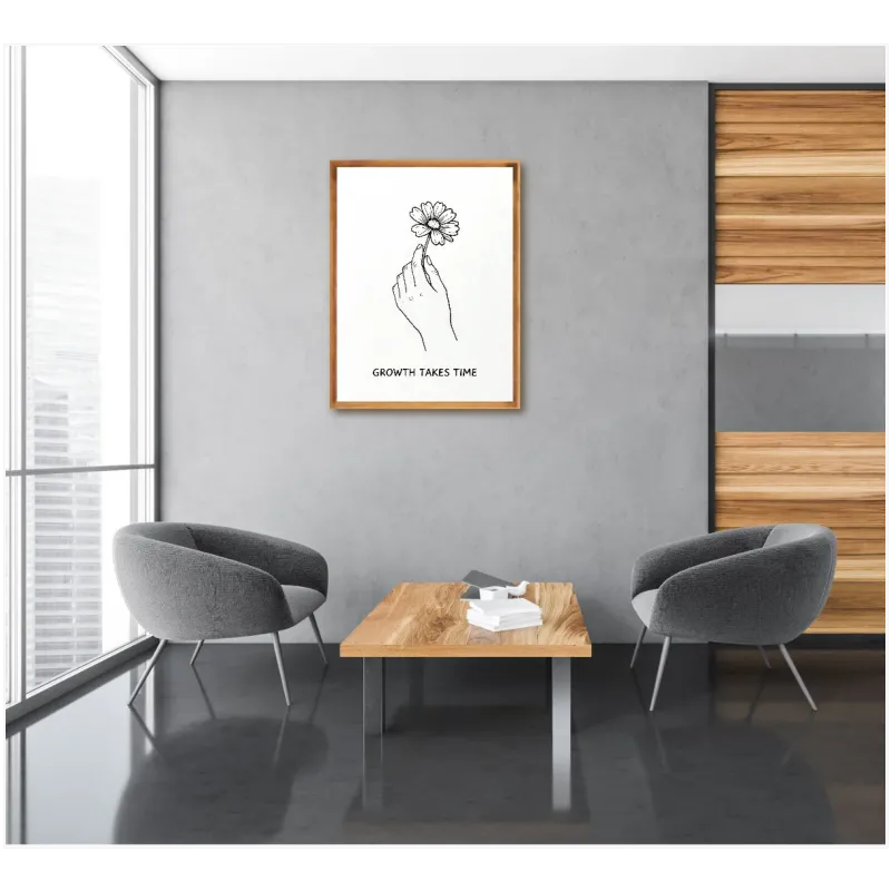 Minimalist Line Art Flower Growth Takes Time White