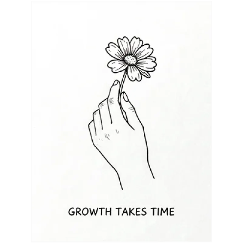 Minimalist Line Art Flower Growth Takes Time White