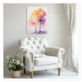 Autumn Watercolor Trees Painting in Vibrant Pastel Colors