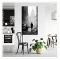 Mysterious Silhouette in Foggy Vintage Street Noir