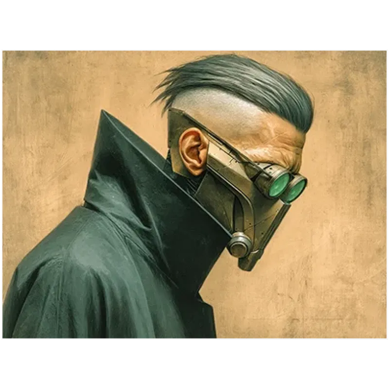 Φουτουριστικός Χαρακτήρας Cyberpunk Στυλ σε Μπεζ Φόντο