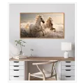 Two White Horses Running in Ocean Waves