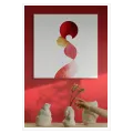 Abstract Geometric Composition Modern Red Curves