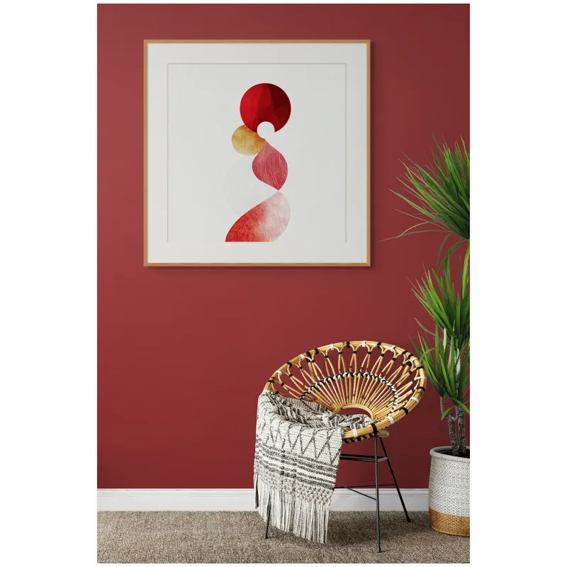 Abstract Geometric Composition Modern Red Curves