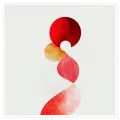 Abstract Geometric Composition Modern Red Curves