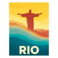 Christ the Redeemer Rio Vintage Travel Poster Art