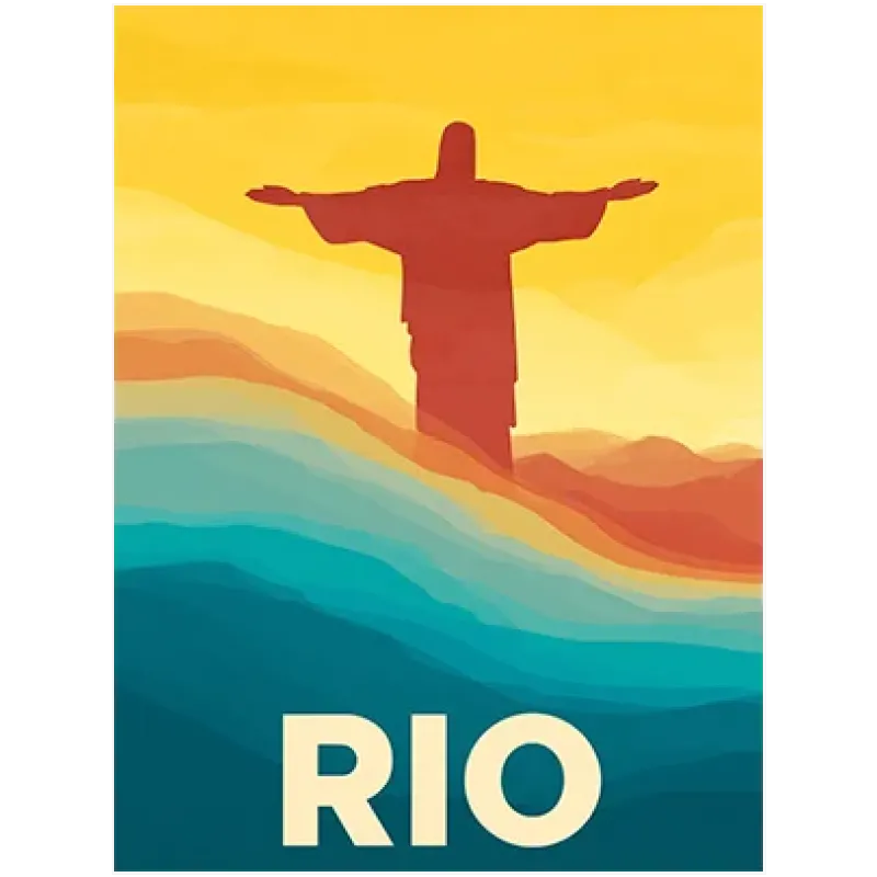 Christ the Redeemer Rio Vintage Travel Poster Art