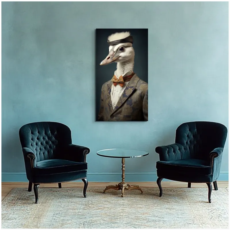 Anthropomorphic Bird Gentleman Vintage Portrait Canvas Print