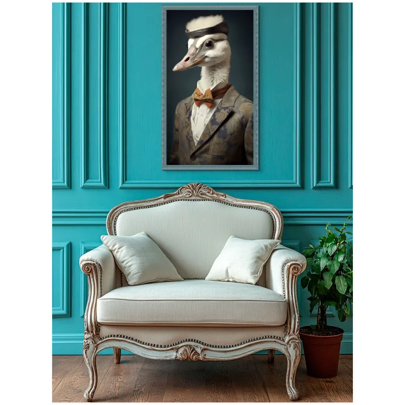 Anthropomorphic Bird Gentleman Vintage Portrait Canvas Print