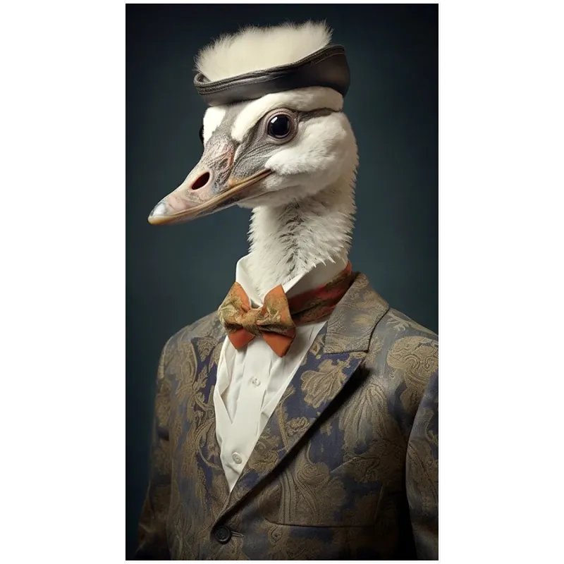 Anthropomorphic Bird Gentleman Vintage Portrait Canvas Print