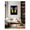 Vibrant Rainbow Butterfly on Black Background Canvas Art