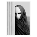Veiled Woman with Classical Column Black and White