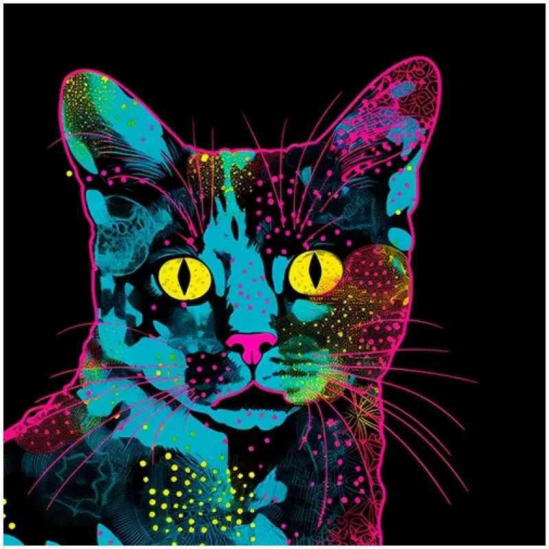 Ψυχεδελική Γάτα Pop Art Neon Χρώματα