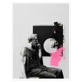 Classical Statue Philosopher Modern Abstract Black White Pink