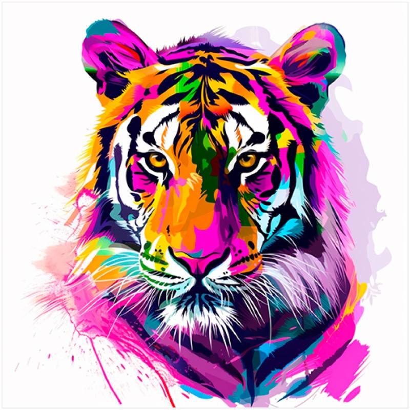 Τίγρης: Έκρηξη Χρωμάτων – Pop Art Ζωγραφική