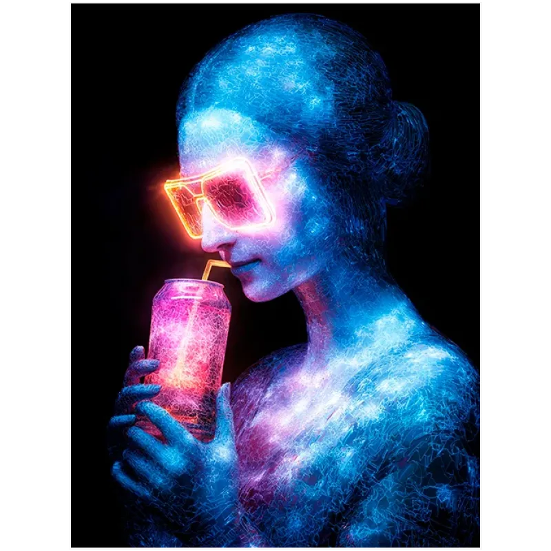 Φουτουριστικό Γυναικείο Πορτραίτο Cyberpunk Neon Μπλε