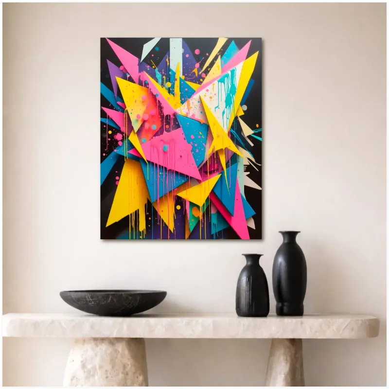 Abstract Geometric Composition Neon Street Art Polygons