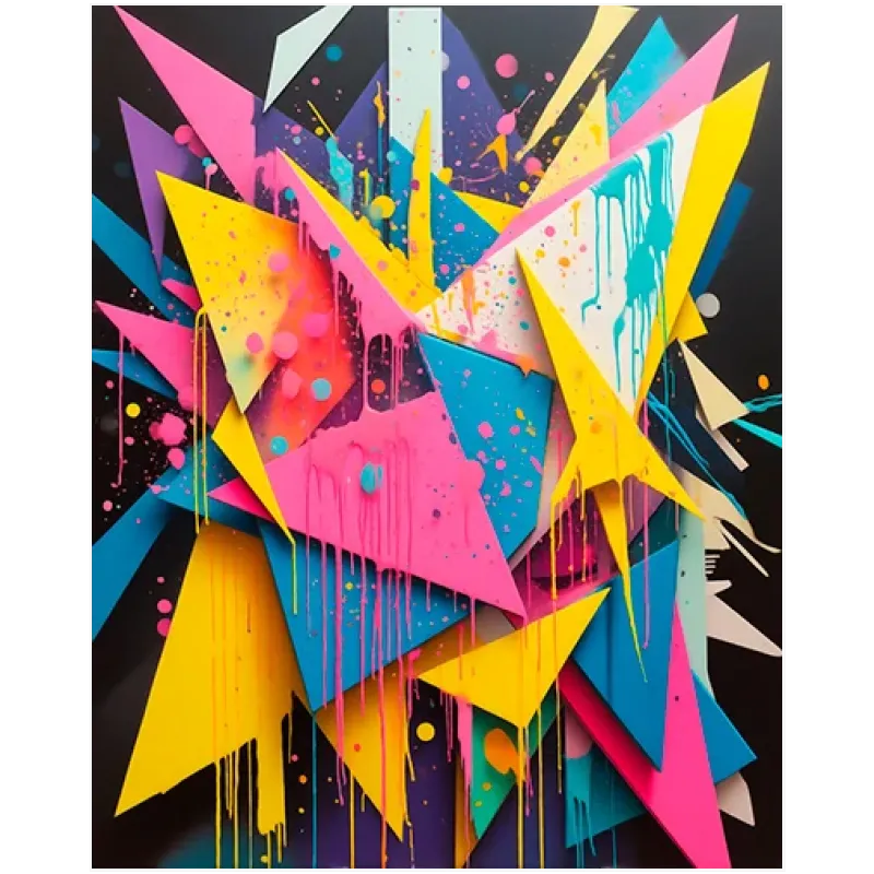 Αφηρημένη Γεωμετρική Σύνθεση Graffiti Neon Polygons