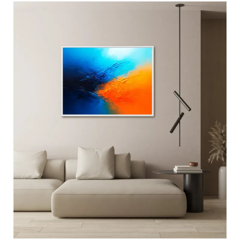 Abstract Contrast Composition Blue and Orange Canvas