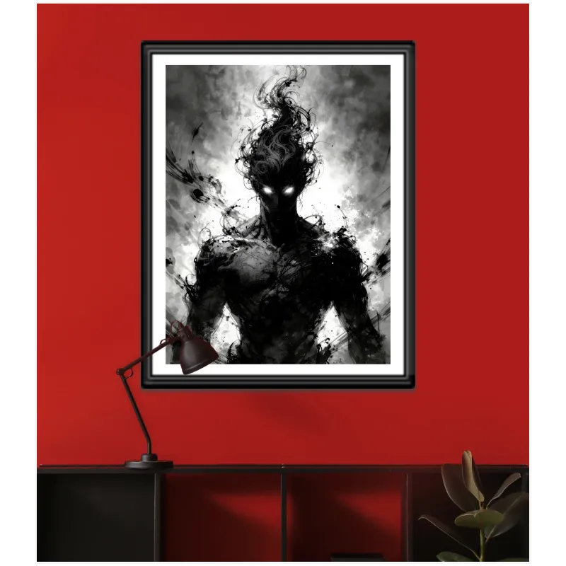 Dark Anime Shadow Figure Energy Aura Black White