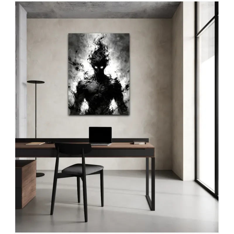 Dark Anime Shadow Figure Energy Aura Black White