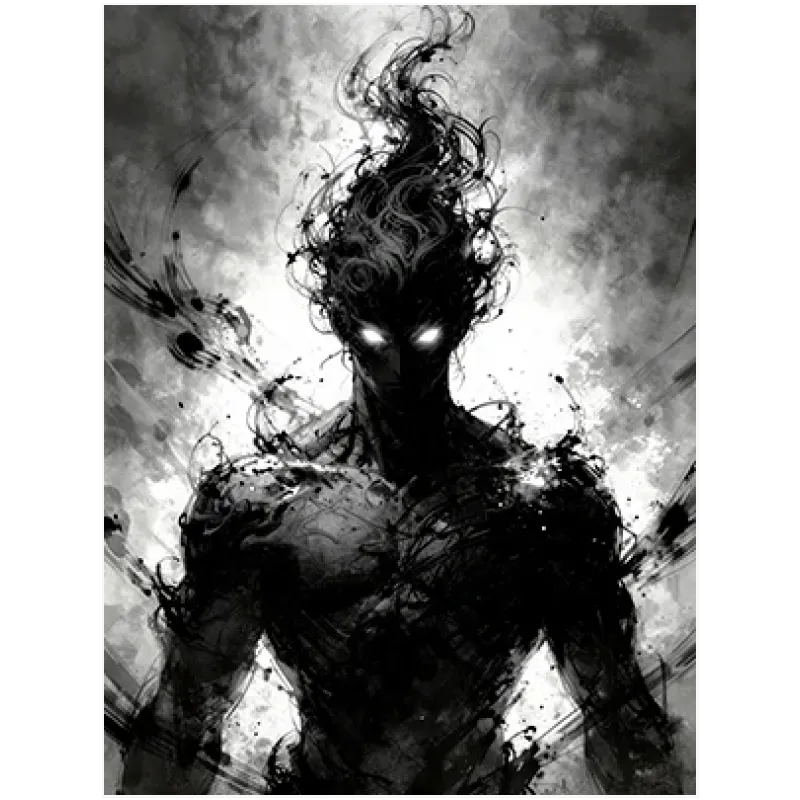 Dark Anime Shadow Figure Energy Aura Black White
