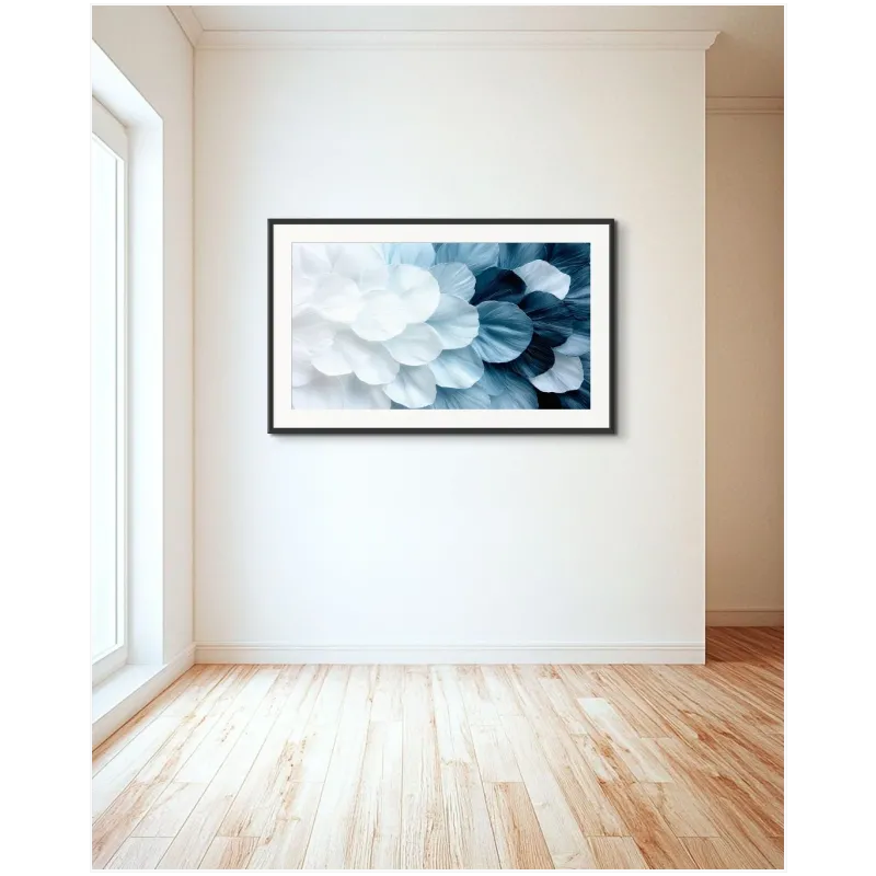 Abstract Layered Petals Blue Gradient Canvas Art