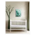 Teddy Bear with Balloon Mint Turquoise Canvas Art