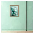 Teddy Bear with Balloon Mint Turquoise Canvas Art