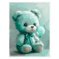 Teddy Bear with Balloon Mint Turquoise Canvas Art