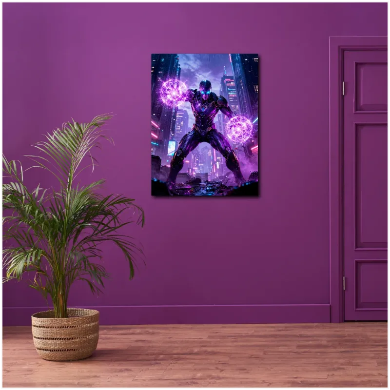 Futuristic Cyberpunk Superhero Sci-Fi Purple Neon