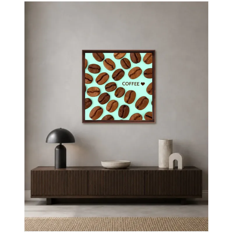 Modern Coffee Beans Pattern Mint Background Canvas Art