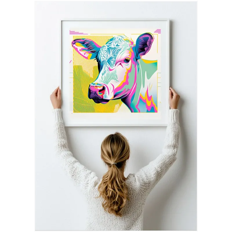 Πορτραίτο Αγελάδας Pop Art Πολύχρωμο Μοντέρνο