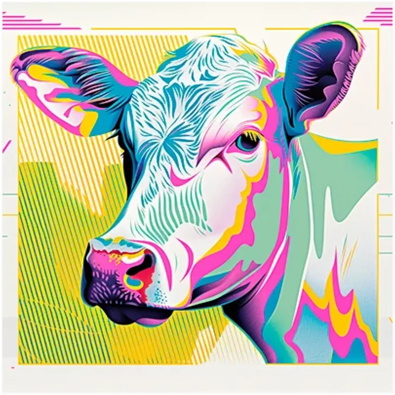 Πορτραίτο Αγελάδας Pop Art Πολύχρωμο Μοντέρνο