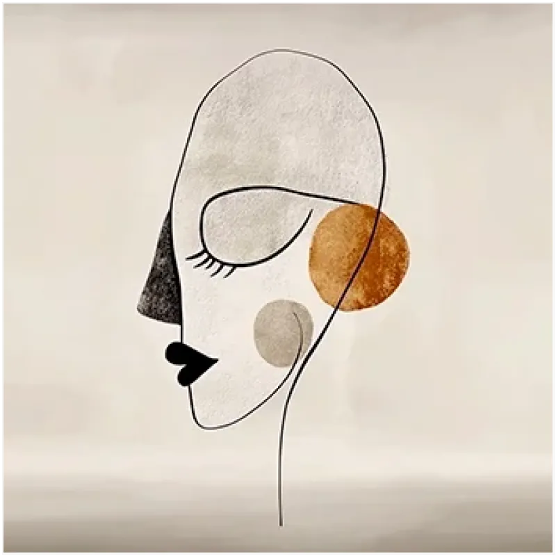 Αφαιρετικό Πορτραίτο Line Art Μινιμαλιστικό Μπεζ