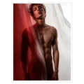Male Artistic Portrait Canvas Print with Red Fabric