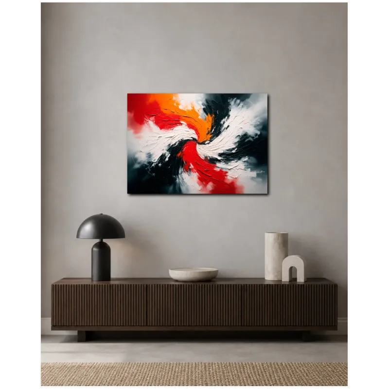 Abstract Dynamic Swirl Modern Impasto Composition