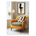 Abstract Brushstrokes Expressionist Painting Black Yellow Accent