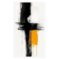 Abstract Brushstrokes Expressionist Painting Black Yellow Accent