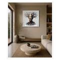 Surreal Tree Human Face Sculpture Beige Black