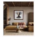 Surreal Tree Human Face Sculpture Beige Black