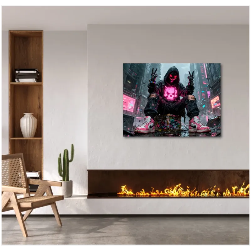 Cyberpunk Φιγούρα με Φωτεινή Νεκροκεφαλή Neon Pink