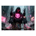 Cyberpunk Φιγούρα με Φωτεινή Νεκροκεφαλή Neon Pink