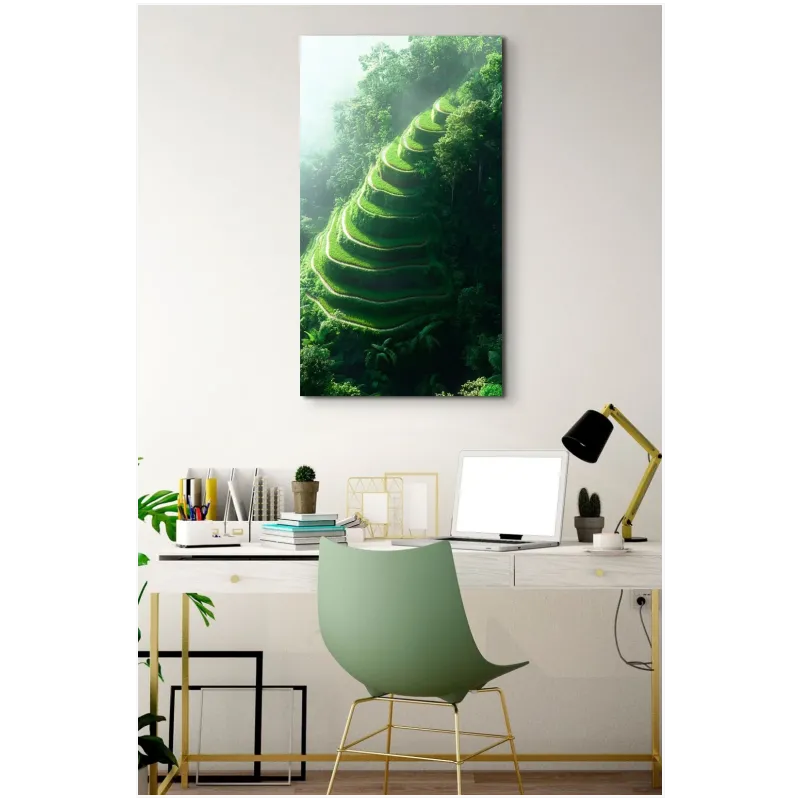 Lush Green Terraced Rice Fields Tropical Landscape