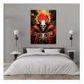 Horned Demon Skull Dark Fantasy Crimson Gold Canvas