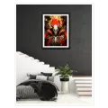 Horned Demon Skull Dark Fantasy Crimson Gold Canvas